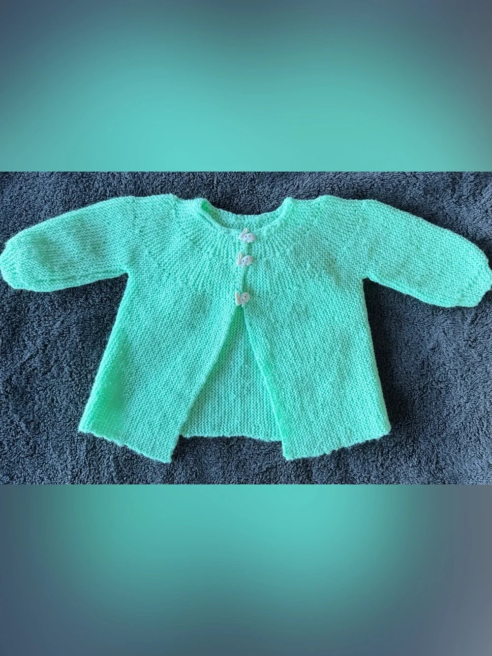 Hand-Knit Mint Green Baby Cardigan